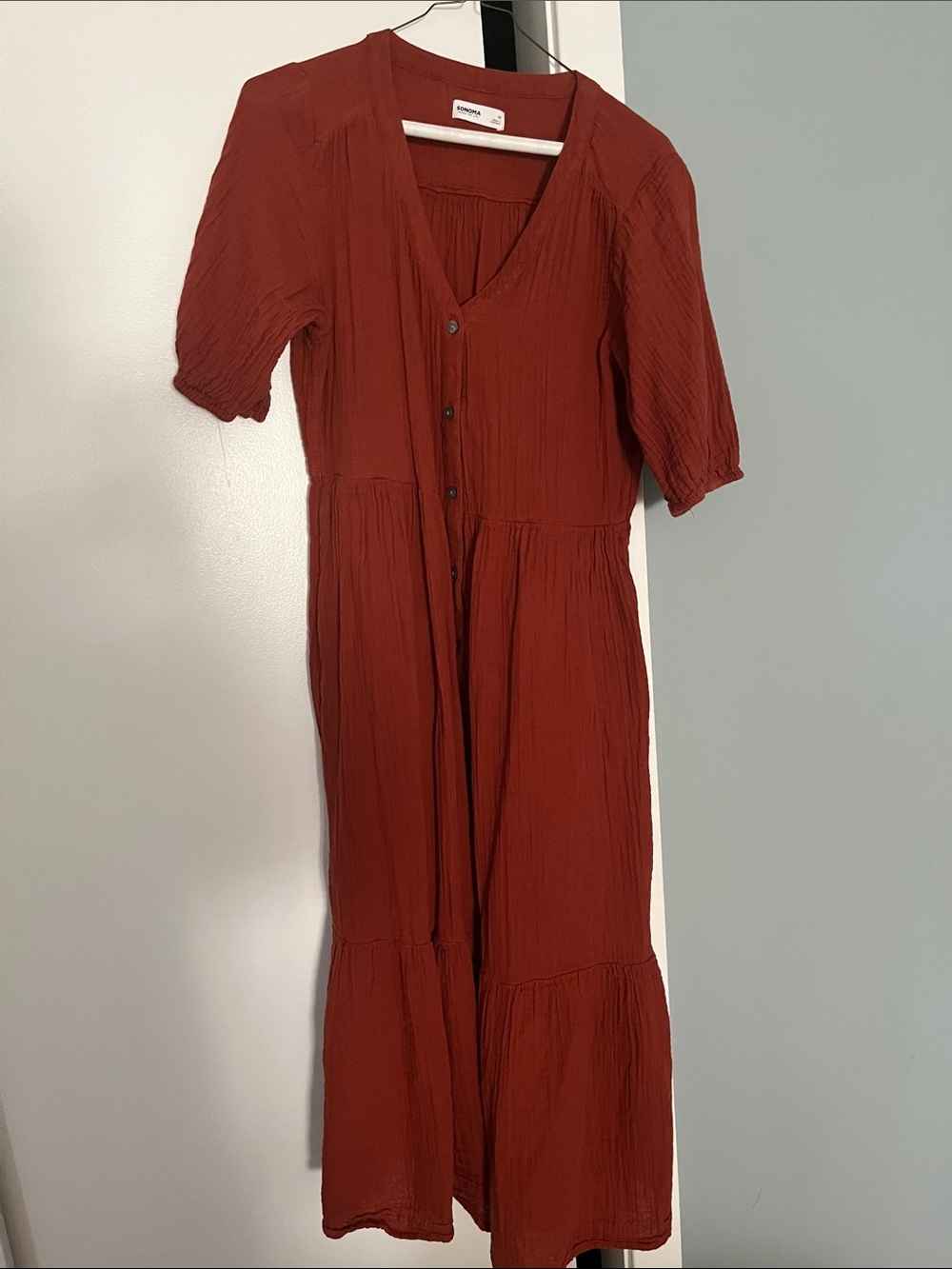 Sonoma Rust Button-Front Maxi Dress